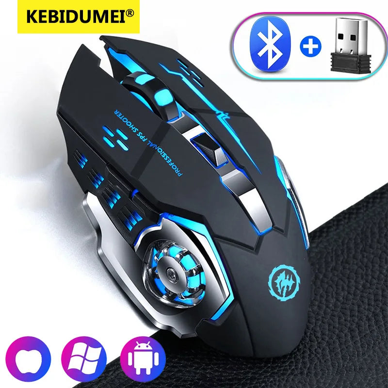 Mouse sem fio bluetooth para computador de jogos