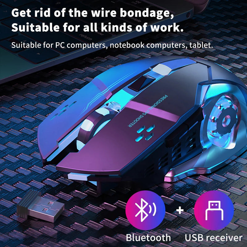 Mouse sem fio bluetooth para computador de jogos