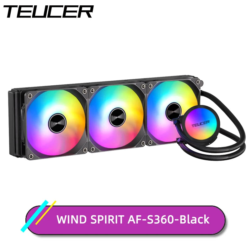 TEUCER-CPU Refrigerador de água, LGA 2011, placa-mãe V3 X99, nível silencioso, Dazzle Color, PC Cooler, 1700, 1200, 115X, AM4, AF-S360