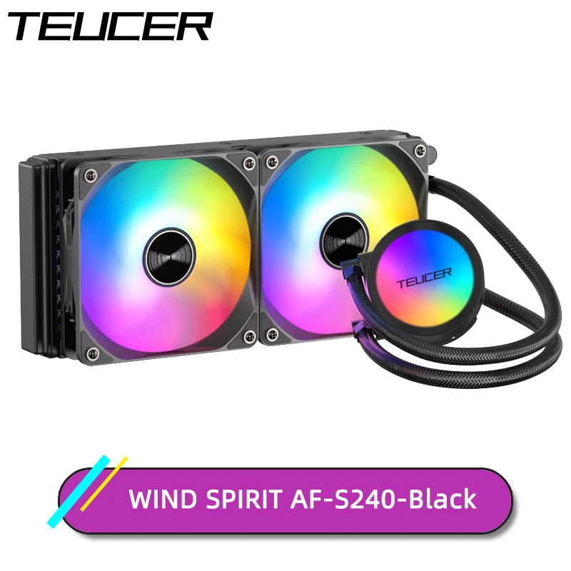 TEUCER-CPU Refrigerador de água, LGA 2011, placa-mãe V3 X99, nível silencioso, Dazzle Color, PC Cooler, 1700, 1200, 115X, AM4, AF-S360